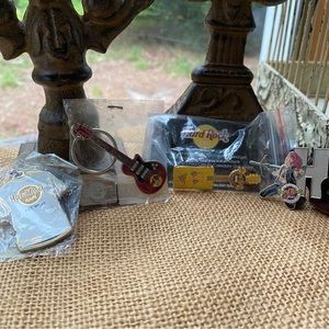 Nice 5 (Five) Piece Hard Rock Pin Keychain Lot